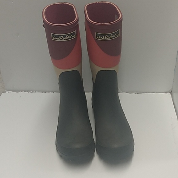 Wind River women's pair of Rain Boots size 6 black, pink, white - Picture 2 of 11